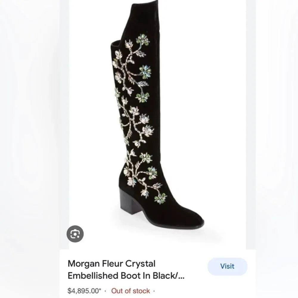 Unisex Christian Louboutin Morgan Fluer crystal boots